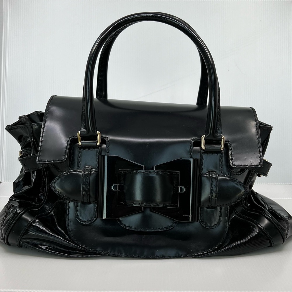 Gucci Black Coated Canvas and Leather Large Queen Satchel